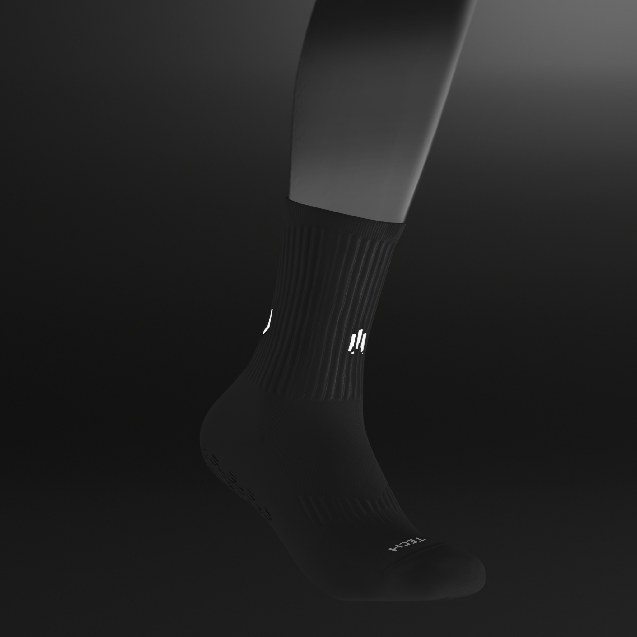 Chaussettes antidérapantes Tech Socks Noires de la marque GLI TECH vue de profil